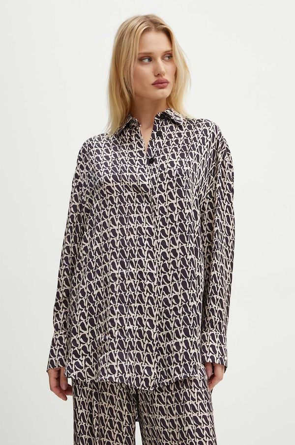 Aeron Košulja AERON za žene, boja: smeđa, relaxed, s klasičnim ovratnikom, PFSH162519