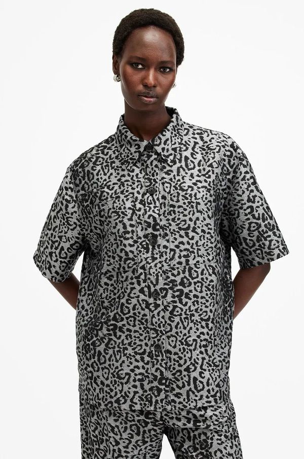 AllSaints Košulja AllSaints JEMI za žene, boja: srebrna, relaxed, s klasičnim ovratnikom, W114PB