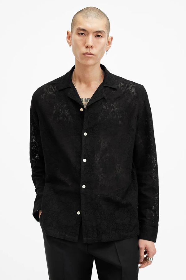 AllSaints Košulja AllSaints OKESA za muškarce, boja: crna, relaxed, M104SB