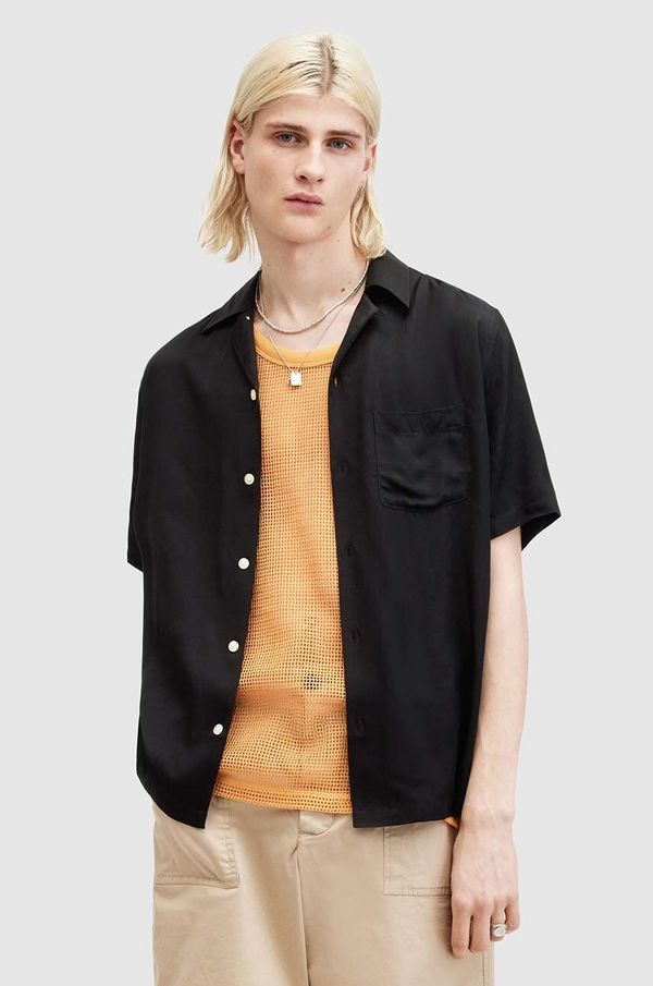 AllSaints Košulja AllSaints SUNSMIRK SS za muškarce, boja: crna, relaxed, M043SA