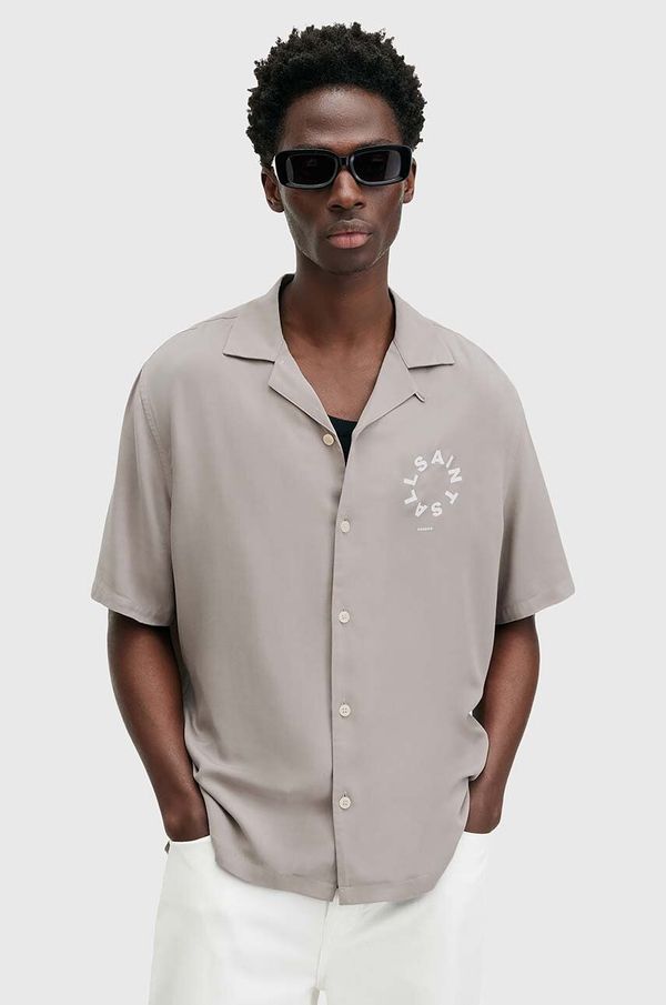 AllSaints Košulja AllSaints TIERRA za muškarce, boja: siva, relaxed, s klasičnim ovratnikom, M028SB