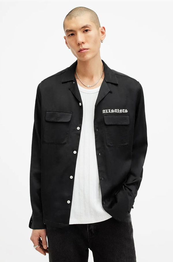 AllSaints Košulja AllSaints TROYA za muškarce, boja: crna, relaxed, M106SB