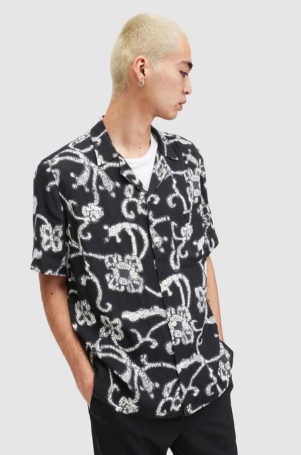 AllSaints Košulja AllSaints WEBS za muškarce, boja: crna, relaxed