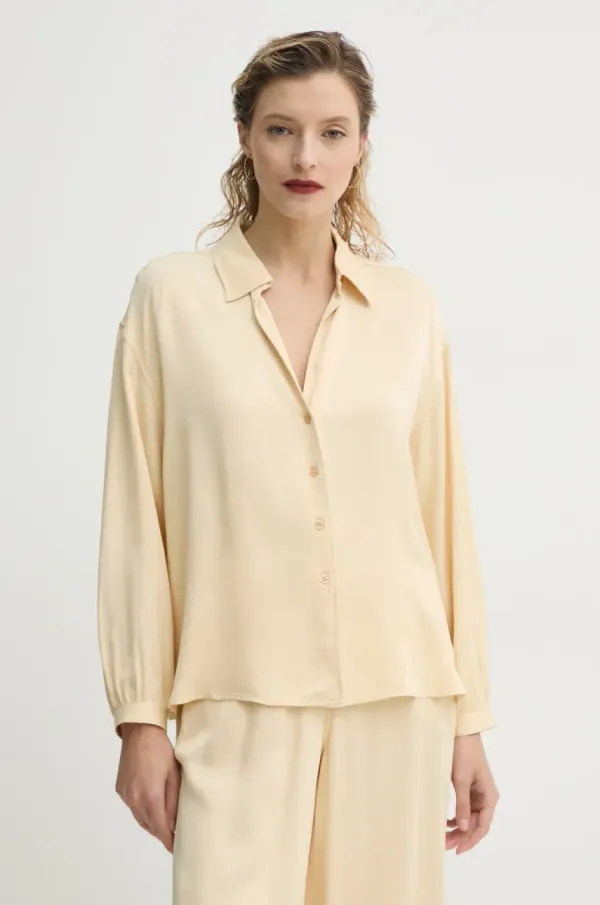 American Vintage Košulja American Vintage za žene, boja: bež, relaxed, s klasičnim ovratnikom, UNY06AE25