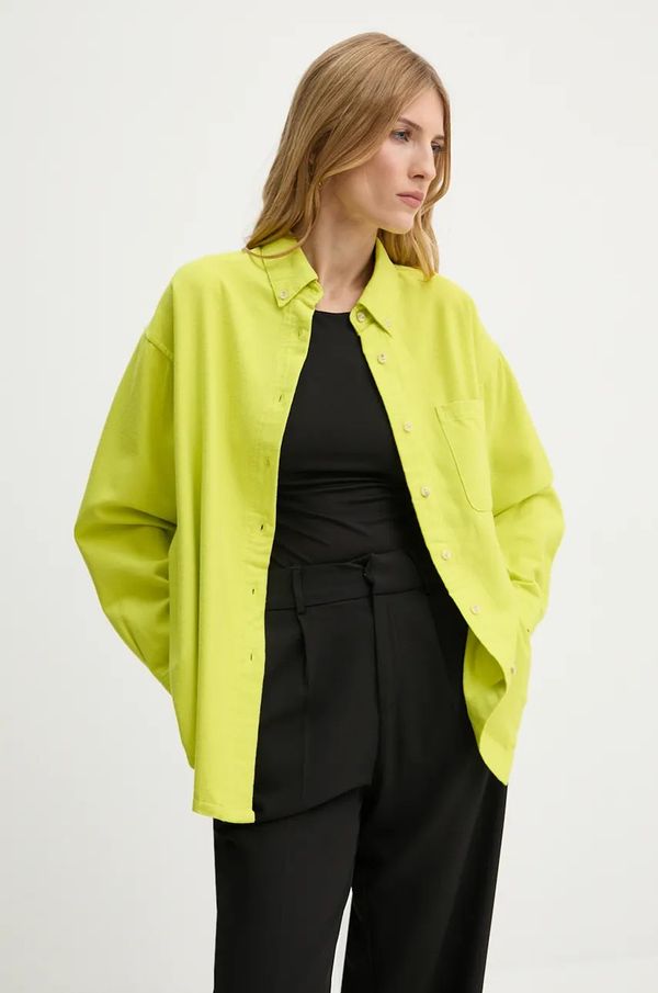 American Vintage Košulja American Vintage za žene, boja: zelena, relaxed, s klasičnim ovratnikom, DAK06AH24