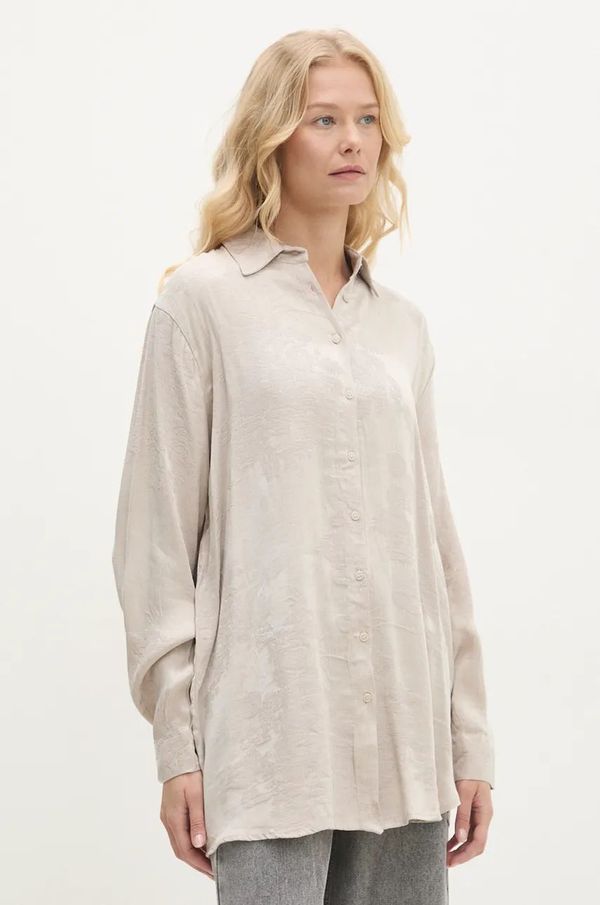 Answear Lab Košulja Answear Lab za žene, boja: bež, regular, s klasičnim ovratnikom