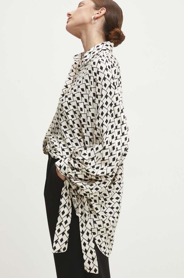 Answear Lab Košulja Answear Lab za žene, boja: bež, relaxed, s klasičnim ovratnikom