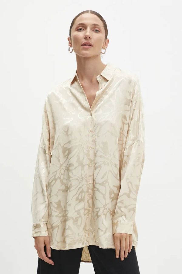 Answear Lab Košulja Answear Lab za žene, boja: bež, relaxed, s klasičnim ovratnikom