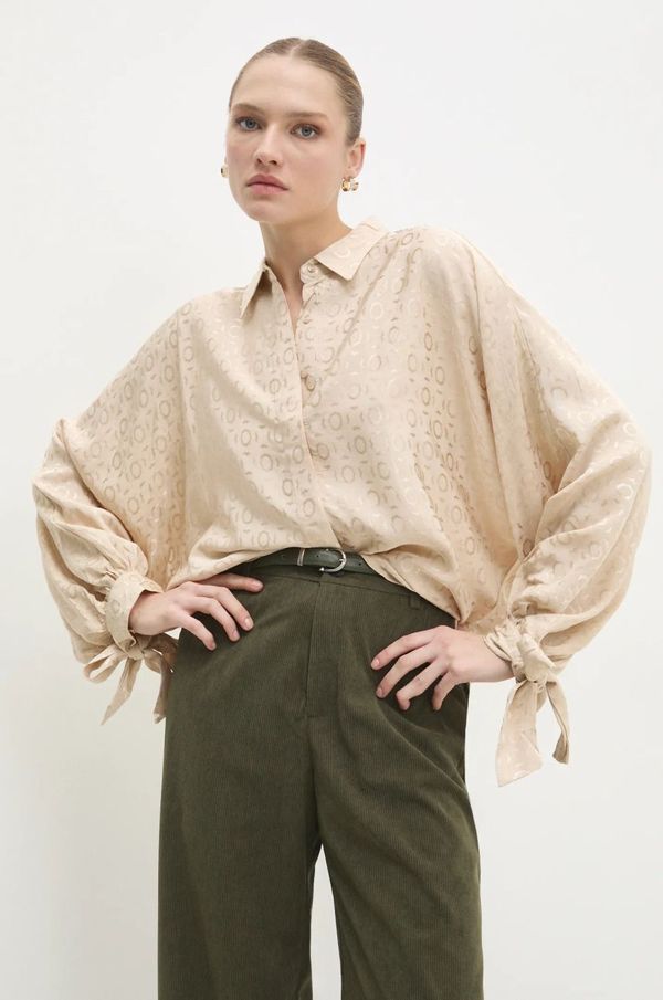 Answear Lab Košulja Answear Lab za žene, boja: bež, relaxed, s klasičnim ovratnikom