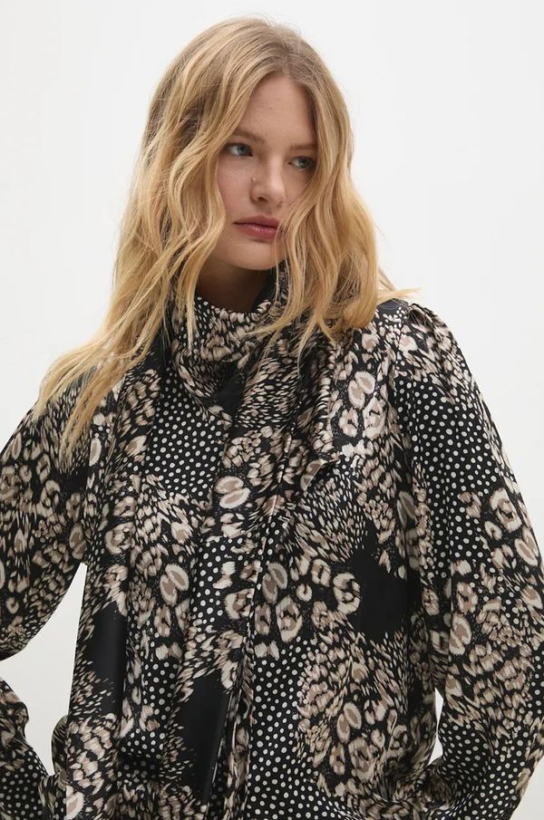 Answear Lab Košulja Answear Lab za žene, boja: crna, regular, s izrezom na vezanje