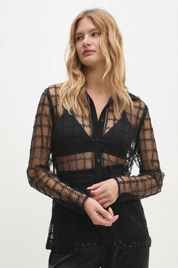 Answear Lab Košulja Answear Lab za žene, boja: crna, regular, s klasičnim ovratnikom