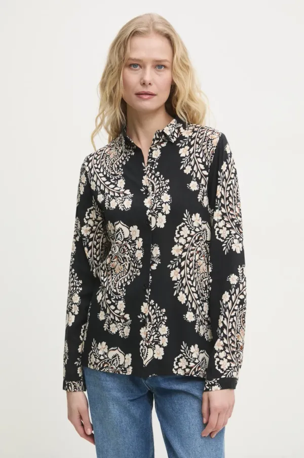 Answear Lab Košulja Answear Lab za žene, boja: crna, regular, s klasičnim ovratnikom