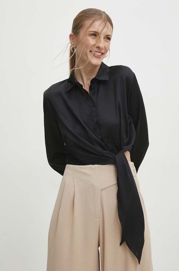 Answear Lab Košulja Answear Lab za žene, boja: crna, regular, s klasičnim ovratnikom