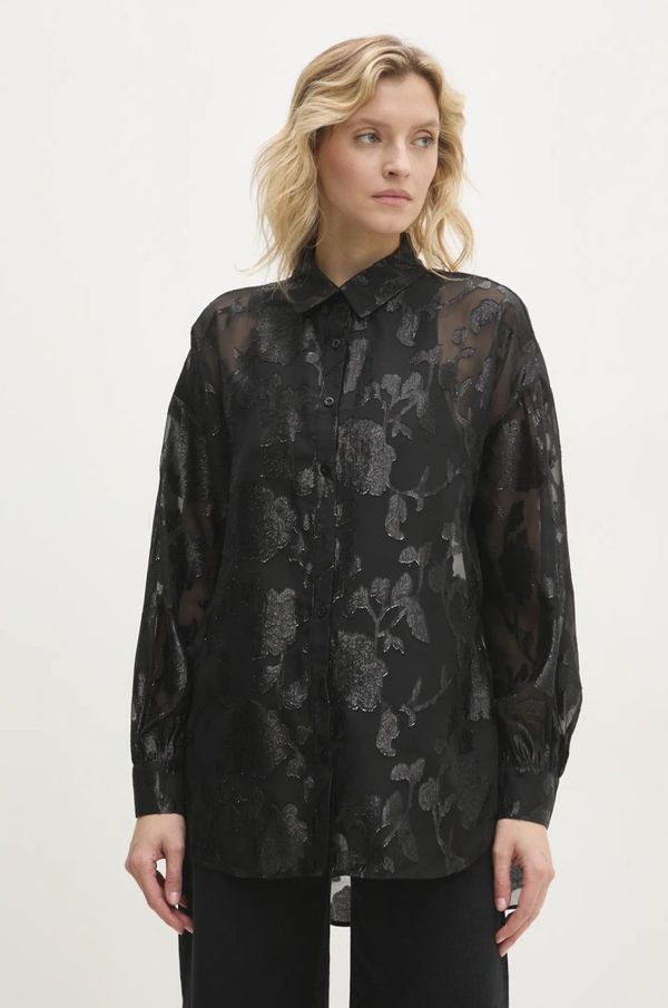 Answear Lab Košulja Answear Lab za žene, boja: crna, relaxed, s klasičnim ovratnikom