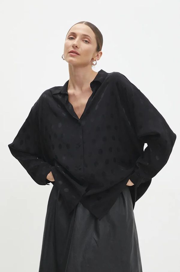 Answear Lab Košulja Answear Lab za žene, boja: crna, relaxed, s klasičnim ovratnikom