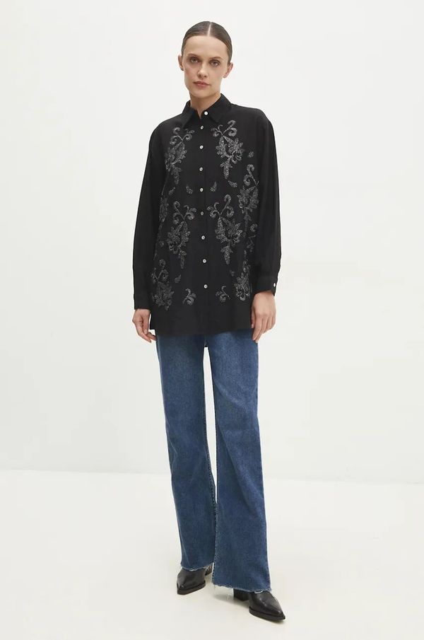 Answear Lab Košulja Answear Lab za žene, boja: crna, relaxed, s klasičnim ovratnikom