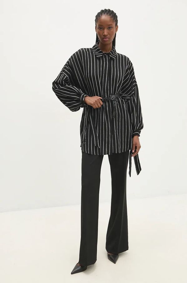 Answear Lab Košulja Answear Lab za žene, boja: crna, relaxed, s klasičnim ovratnikom