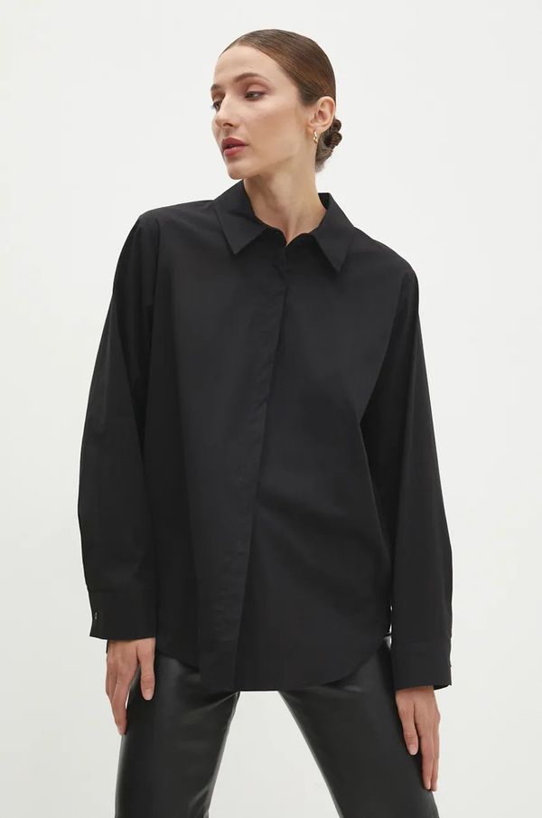 Answear Lab Košulja Answear Lab za žene, boja: crna, relaxed, s klasičnim ovratnikom