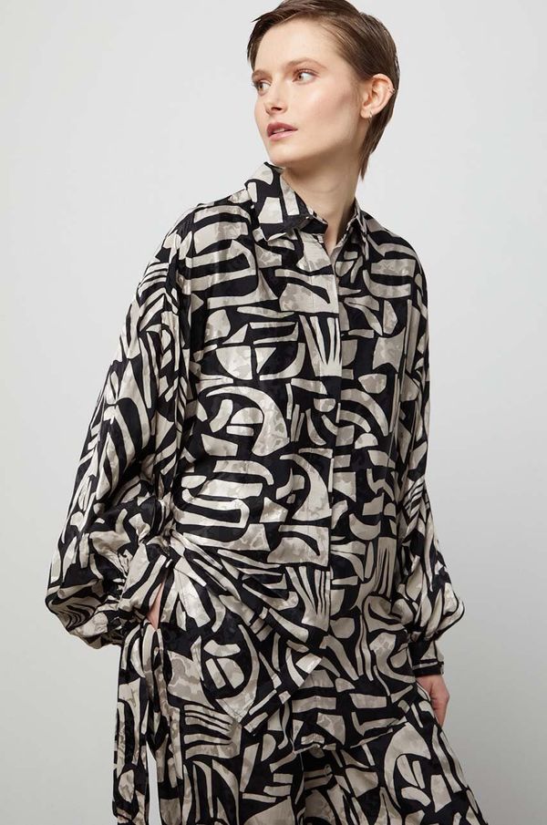 Answear Lab Košulja Answear Lab za žene, boja: crna, relaxed, s klasičnim ovratnikom