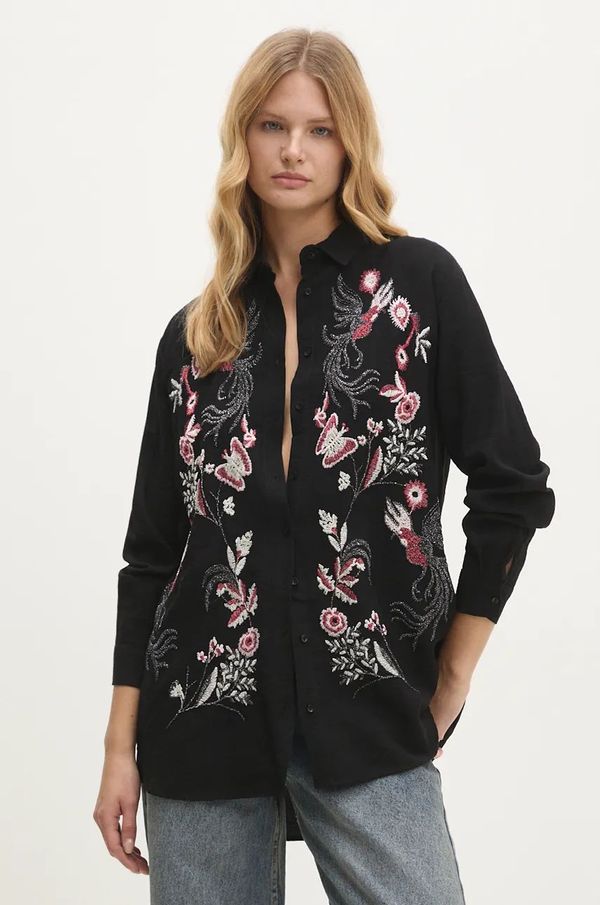 Answear Lab Košulja Answear Lab za žene, boja: crna, relaxed, s klasičnim ovratnikom