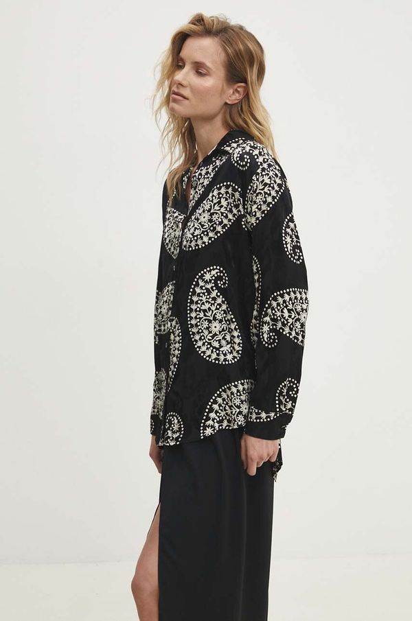 Answear Lab Košulja Answear Lab za žene, boja: crna, relaxed, s klasičnim ovratnikom