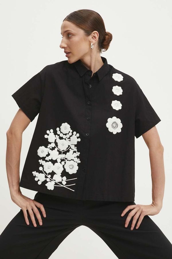 Answear Lab Košulja Answear Lab za žene, boja: crna, relaxed, s klasičnim ovratnikom