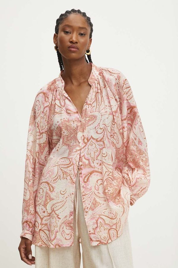 Answear Lab Košulja Answear Lab za žene, boja: ružičasta, relaxed, s ruskim ovratnikom