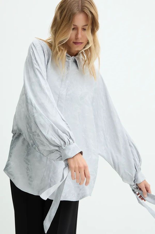 Answear Lab Košulja Answear Lab za žene, boja: siva, relaxed, s klasičnim ovratnikom