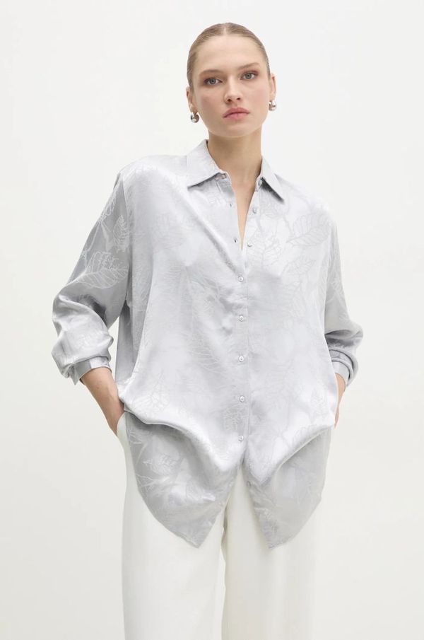 Answear Lab Košulja Answear Lab za žene, boja: srebrna, relaxed, s klasičnim ovratnikom