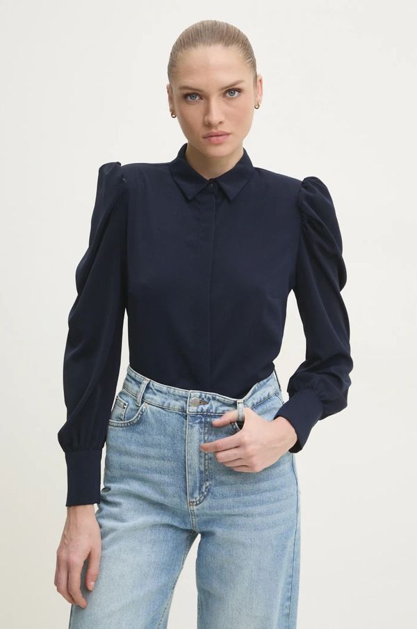 Answear Lab Košulja Answear Lab za žene, boja: tamno plava, regular, s klasičnim ovratnikom