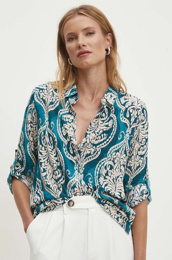 Answear Lab Košulja Answear Lab za žene, boja: tirkizna, regular, s klasičnim ovratnikom