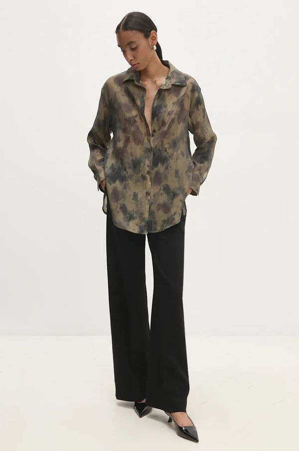 Answear Lab Košulja Answear Lab za žene, boja: zelena, regular, s klasičnim ovratnikom