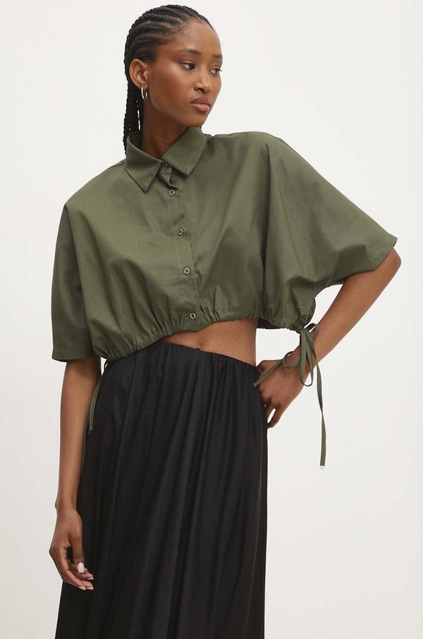 Answear Lab Košulja Answear Lab za žene, boja: zelena, relaxed, s klasičnim ovratnikom