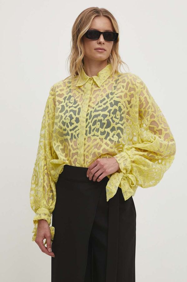 Answear Lab Košulja Answear Lab za žene, boja: zelena, relaxed, s klasičnim ovratnikom