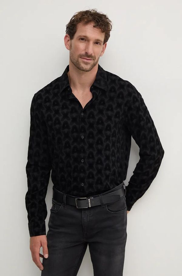 Armani Exchange Košulja Armani Exchange za muškarce, boja: crna, regular, s klasičnim ovratnikom, XM000016 AF10253