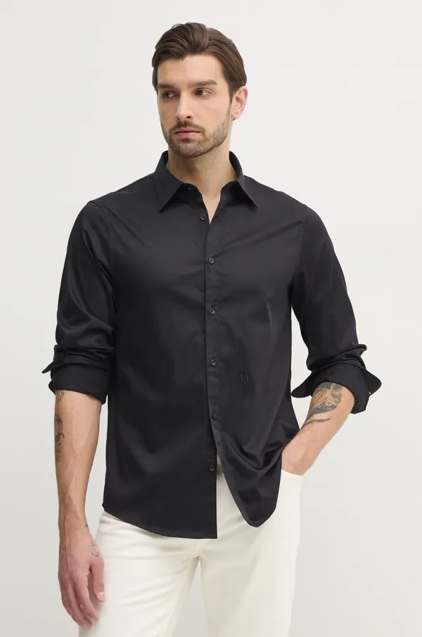 Armani Exchange Košulja Armani Exchange za muškarce, boja: crna, regular, s klasičnim ovratnikom, XM000339 AF10192