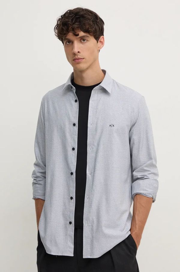 Armani Exchange Košulja Armani Exchange za muškarce, boja: siva, regular, s klasičnim ovratnikom, 6DZC30 ZN5UZ