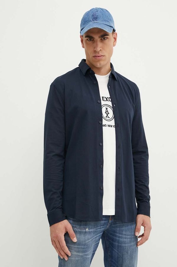 Armani Exchange Košulja Armani Exchange za muškarce, boja: tamno plava, regular, s klasičnim ovratnikom, 6DZCHJ ZJEAZ