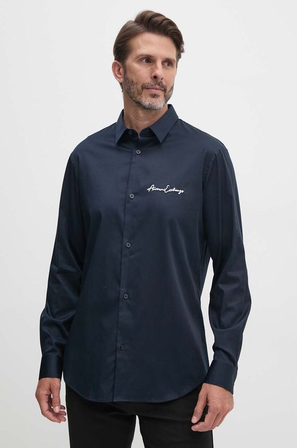 Armani Exchange Košulja Armani Exchange za muškarce, boja: tamno plava, regular, s klasičnim ovratnikom, 8NZC99 ZN10Z