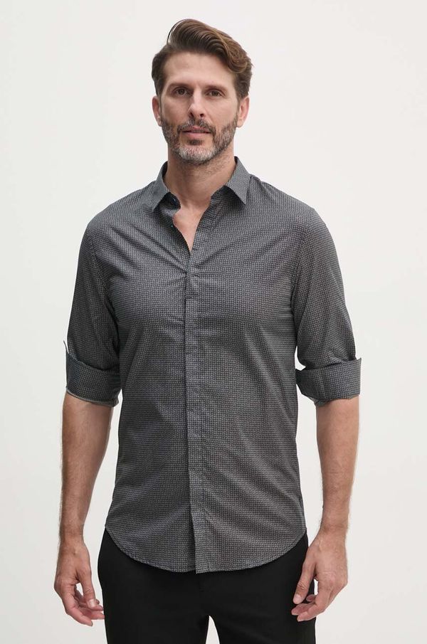 Armani Exchange Košulja Armani Exchange za muškarce, boja: tamno plava, slim, s klasičnim ovratnikom, 6DZC25 ZNEAZ