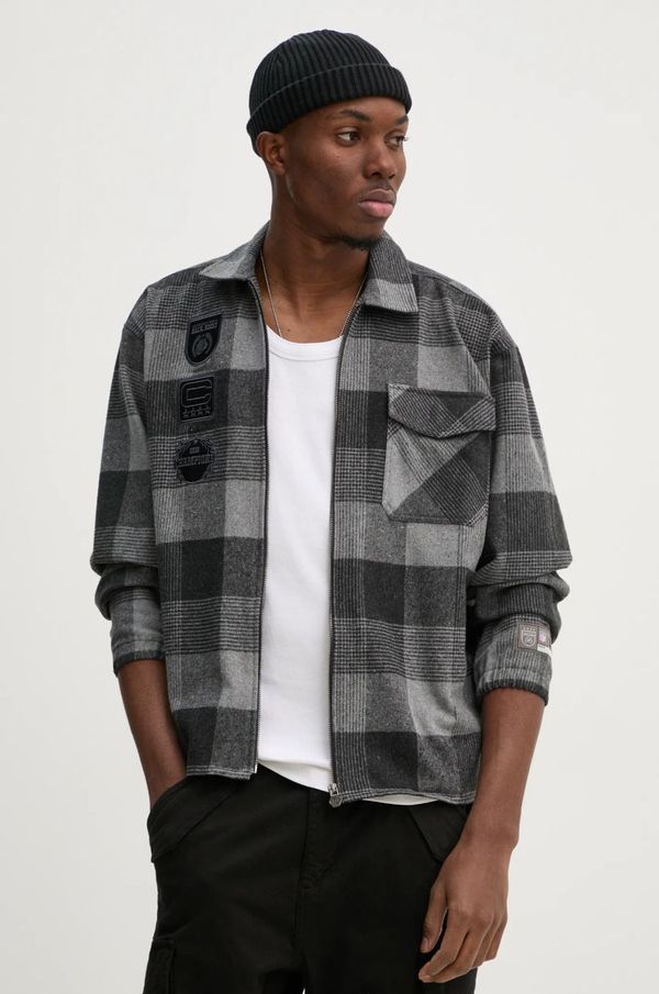 BALR. Košulja BALR. NFL x BALR. za muškarce, boja: siva, relaxed, s klasičnim ovratnikom, B1131 1036