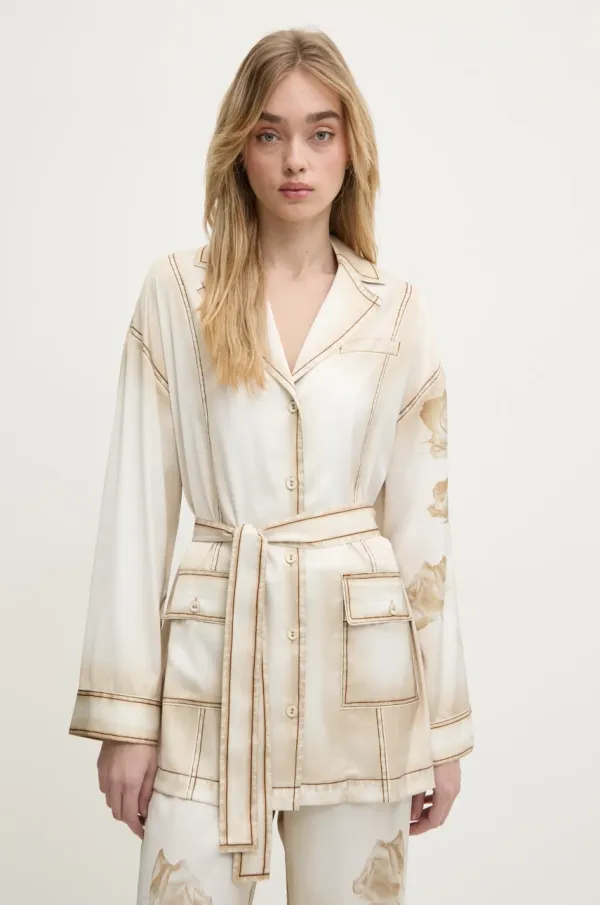 Blugirl Blumarine Košulja Blugirl Blumarine za žene, boja: bež, relaxed, s klasičnim ovratnikom, RA5071.T3836