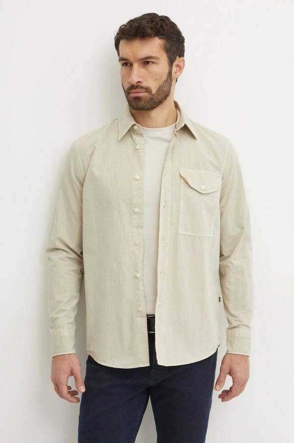 Boss Orange Košulja Boss Orange za muškarce, boja: bež, regular, s klasičnim ovratnikom, 50530932