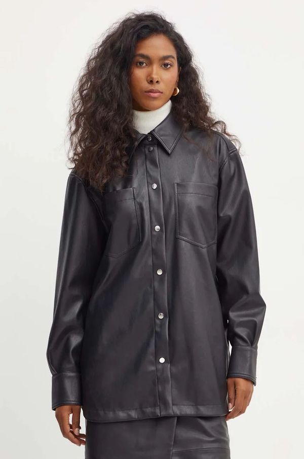 Boss Orange Košulja Boss Orange za žene, boja: crna, relaxed, s klasičnim ovratnikom, 50528278