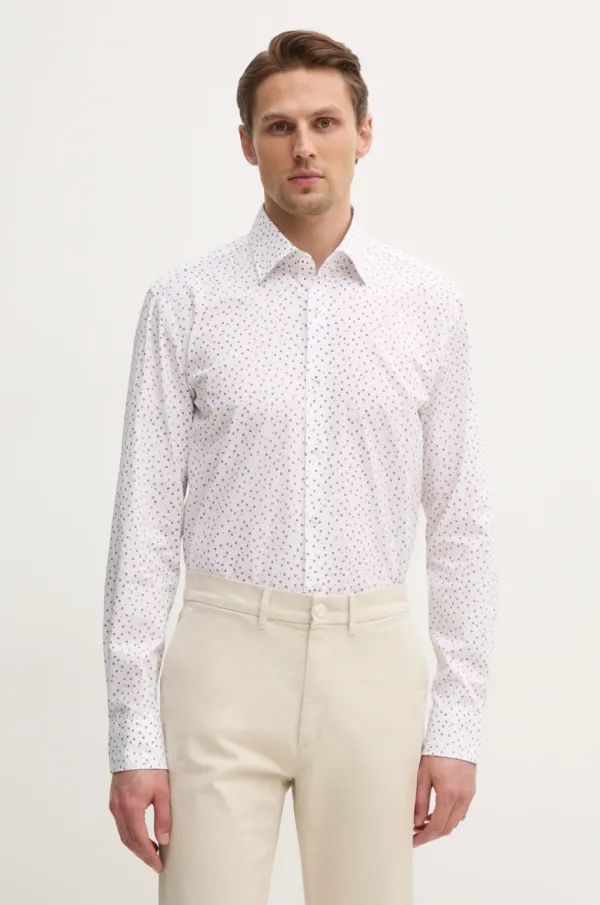 BOSS Košulja BOSS za muškarce, boja: bijela, slim, s klasičnim ovratnikom, 50532871