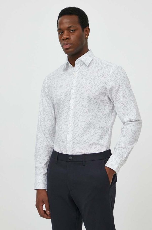 Boss Košulja BOSS za muškarce, boja: bijela, slim, s talijanskim ovratnikom