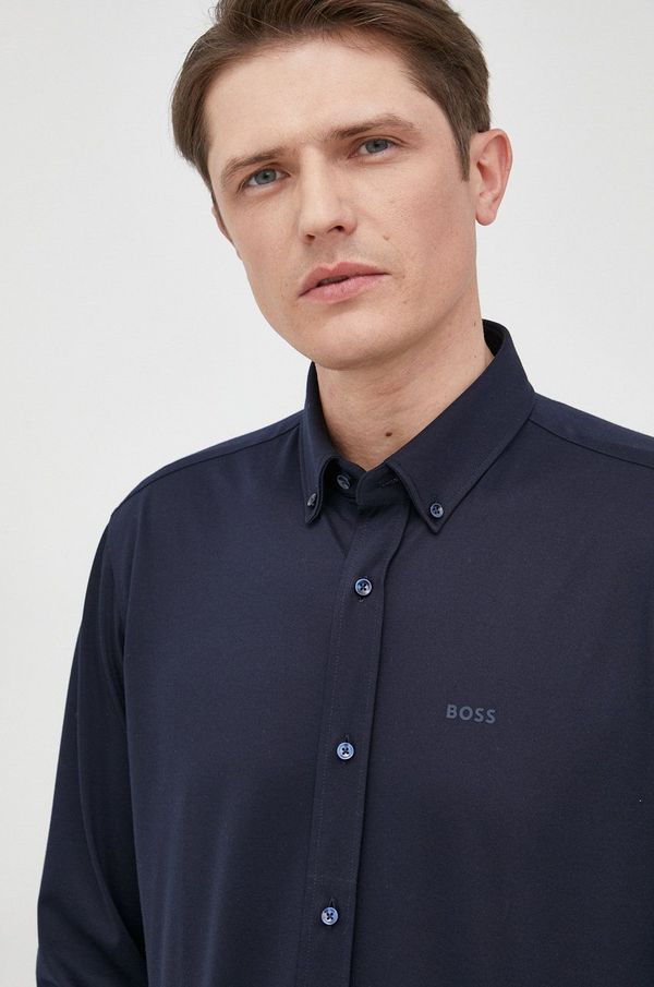 Boss Košulja BOSS za muškarce, boja: tamno plava, regular, o button-down ovratnikom