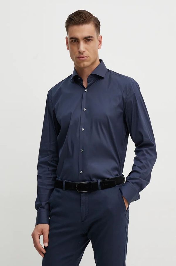 Boss Košulja BOSS za muškarce, boja: tamno plava, regular, s talijanskim ovratnikom, 50479915