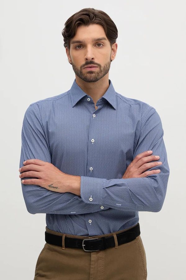 Boss Košulja BOSS za muškarce, boja: tamno plava, slim, s klasičnim ovratnikom, 50519830