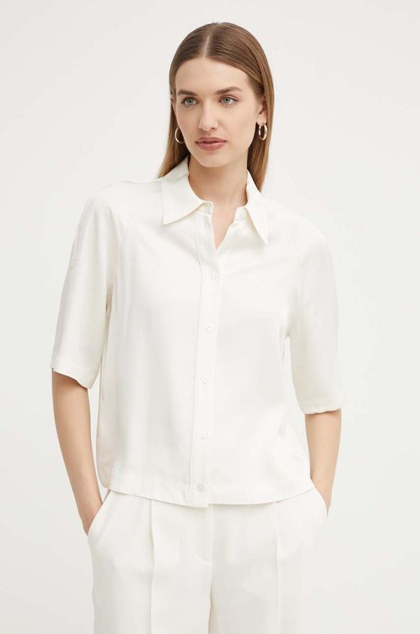 Boss Košulja BOSS za žene, boja: bež, regular, s klasičnim ovratnikom, 50526206